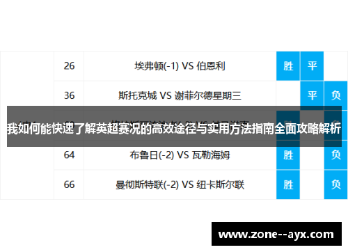 我如何能快速了解英超赛况的高效途径与实用方法指南全面攻略解析